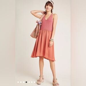 Dolan Left Coast for Anthropologie Rust Fabiana Knit Tank Dress Sz Small A Line